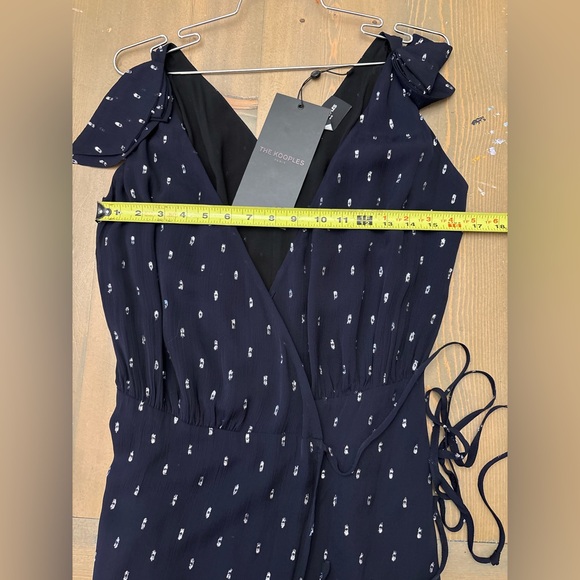 The Kooples Asymmetrical Navy Dress with Silver Dots Size Small - Picture 7 of 9